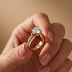 2.14 Ct Round Moissanite Pavé Split Shank Engagement Ring