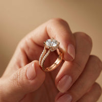 2.14 Ct Round Moissanite Pavé Split Shank Engagement Ring