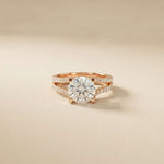 2.14 Ct Round Moissanite Pavé Split Shank Engagement Ring