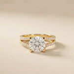2.14 Ct Round Moissanite Pavé Split Shank Engagement Ring