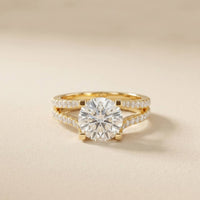 2.14 Ct Round Moissanite Pavé Split Shank Engagement Ring