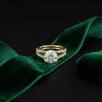 2.14 Ct Round Moissanite Pavé Split Shank Engagement Ring