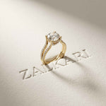 2.14 Ct Round Moissanite Pavé Split Shank Engagement Ring