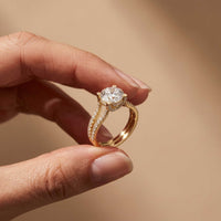 2.14 Ct Round Moissanite Pavé Split Shank Engagement Ring