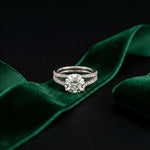 2.14 Ct Round Moissanite Pavé Split Shank Engagement Ring