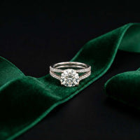 2.14 Ct Round Moissanite Pavé Split Shank Engagement Ring