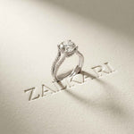 2.14 Ct Round Moissanite Pavé Split Shank Engagement Ring