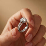 2.14 Ct Round Moissanite Pavé Split Shank Engagement Ring