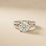2.14 Ct Round Moissanite Pavé Split Shank Engagement Ring