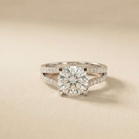 2.14 Ct Round Moissanite Pavé Split Shank Engagement Ring