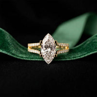 2.07 Ct Marquise Moissanite Halo Engagement Ring