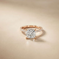 3.37 Ct Cushion Moissanite Double Hidden Halo Engagement Ring