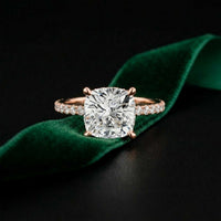 3.37 Ct Cushion Moissanite Double Hidden Halo Engagement Ring