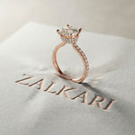 3.37 Ct Cushion Moissanite Double Hidden Halo Engagement Ring