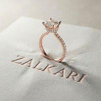 3.37 Ct Cushion Moissanite Double Hidden Halo Engagement Ring