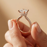 3.37 Ct Cushion Moissanite Double Hidden Halo Engagement Ring
