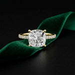 3.37 Ct Cushion Moissanite Double Hidden Halo Engagement Ring