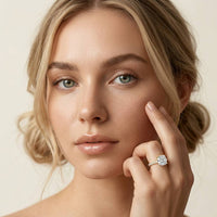3.37 Ct Cushion Moissanite Double Hidden Halo Engagement Ring