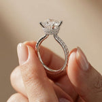 3.37 Ct Cushion Moissanite Double Hidden Halo Engagement Ring