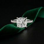 3.37 Ct Cushion Moissanite Double Hidden Halo Engagement Ring