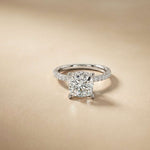 3.37 Ct Cushion Moissanite Double Hidden Halo Engagement Ring