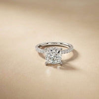 3.37 Ct Cushion Moissanite Double Hidden Halo Engagement Ring