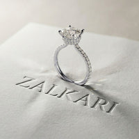 3.37 Ct Cushion Moissanite Double Hidden Halo Engagement Ring