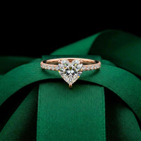 3.73 Ct Heart Moissanite Discreet Halo Engagement Ring
