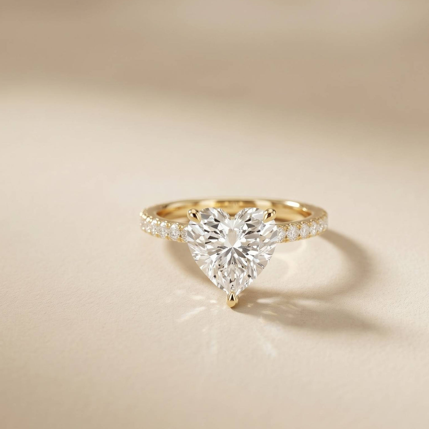 3.73 Ct Heart Moissanite Discreet Halo Engagement Ring