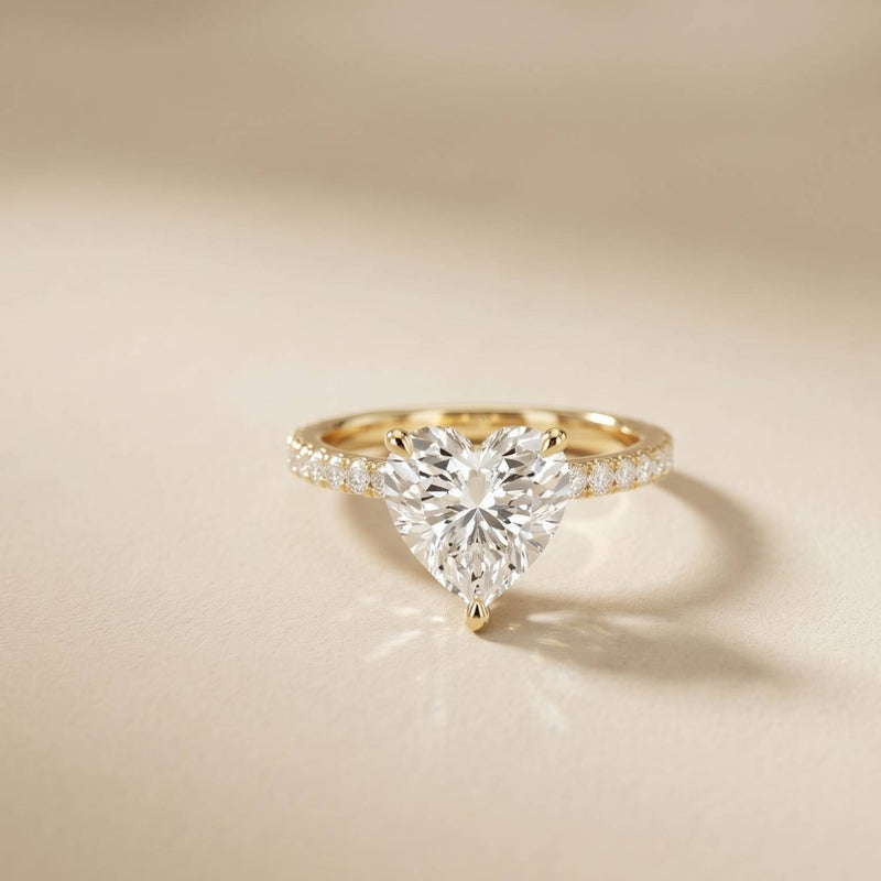3.73 Ct Heart Moissanite Discreet Halo Engagement Ring