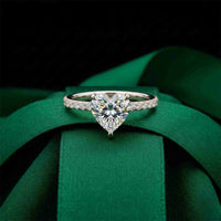 3.73 Ct Heart Moissanite Discreet Halo Engagement Ring