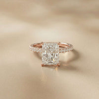 3.76 Ct Radiant Moissanite Pavé Engagement Ring