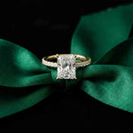 3.76 Ct Radiant Moissanite Pavé Engagement Ring