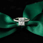 3.76 Ct Radiant Moissanite Pavé Engagement Ring