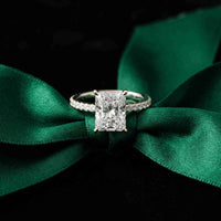3.76 Ct Radiant Moissanite Pavé Engagement Ring
