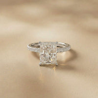3.76 Ct Radiant Moissanite Pavé Engagement Ring