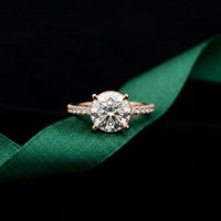 3.74 Ct Round Moissanite Double Hidden Halo Engagement Ring