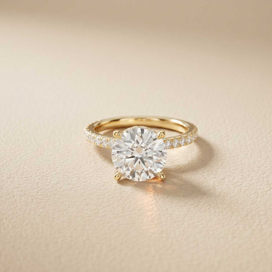 3.74 Ct Round Moissanite Double Hidden Halo Engagement Ring