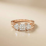 1.27 Ct Princess Moissanite Three Stone Engagement Ring