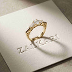 0.75 Ct Pear Moissanite Trilogy Elegance Ring