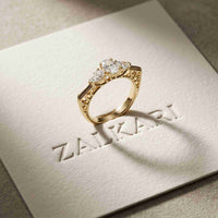0.75 Ct Pear Moissanite Trilogy Elegance Ring