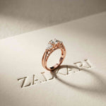 0.76 Ct Round Moissanite Three Stone Promise Ring