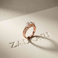 0.76 Ct Round Moissanite Three Stone Promise Ring
