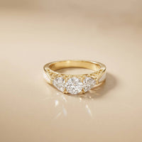 0.76 Ct Round Moissanite Three Stone Promise Ring
