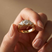0.76 Ct Round Moissanite Three Stone Promise Ring