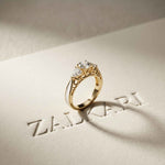 0.76 Ct Round Moissanite Three Stone Promise Ring