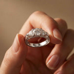 0.76 Ct Round Moissanite Three Stone Promise Ring