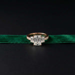 2.27 Ct Emerald Moissanite Classic Trio Ring for Women