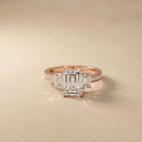 2.27 Ct Emerald Moissanite Classic Trio Ring for Women