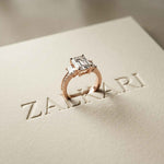 2.27 Ct Emerald Moissanite Classic Trio Ring for Women